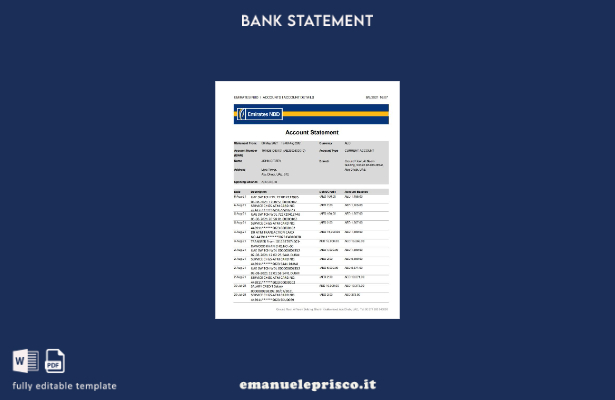 modello Excel di estratto conto NBD degli Emirati Arabi Uniti in stile verificat